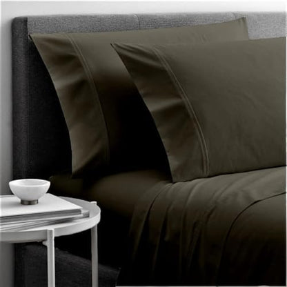 Cottingon 5 PC Split King Sheets Fits 16" Deep, Egyptian Cotton, Dark Grey