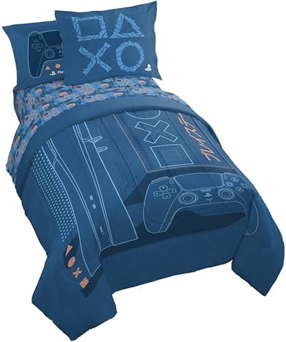 Jay Franco Kids Bed Set, Blue, PlayStation, 7 Piece Full