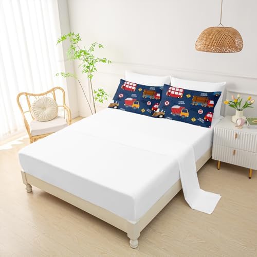 QOOMO Construction 7 Pieces Comforter Set Queen Size,Excavator Bedding Set