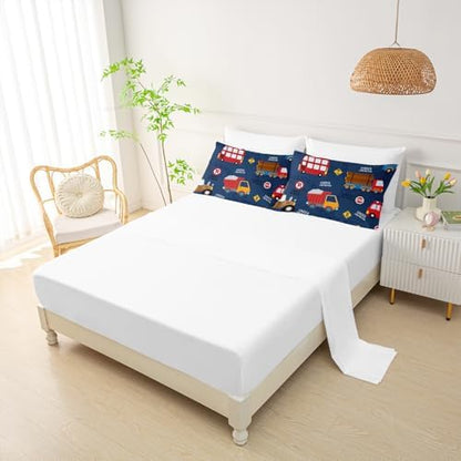 QOOMO Construction 7 Pieces Comforter Set Queen Size,Excavator Bedding Set