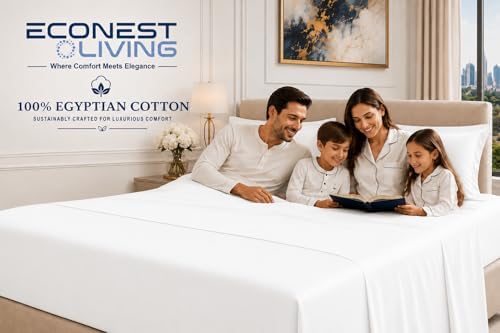 Twin XL Sheet Set, 100% Egyptian Cotton, 4-Pc Deep Pocket Bed Sheets, White