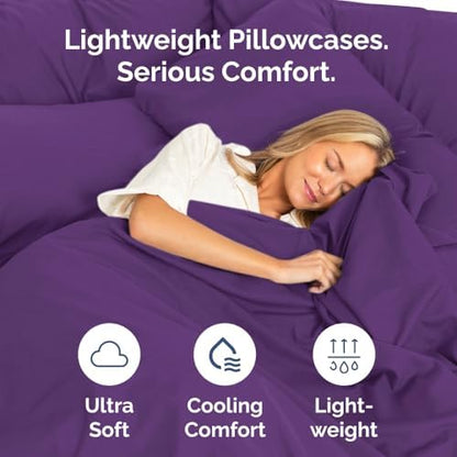 Standard Pillow Cases Set of 8 - Ultra Soft Pillowcase Covers - Purple