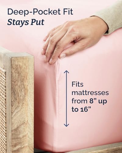 Full XL Sheets - 4 Piece Full XL Sheet Set - Cool & Breathable - Baby Pink