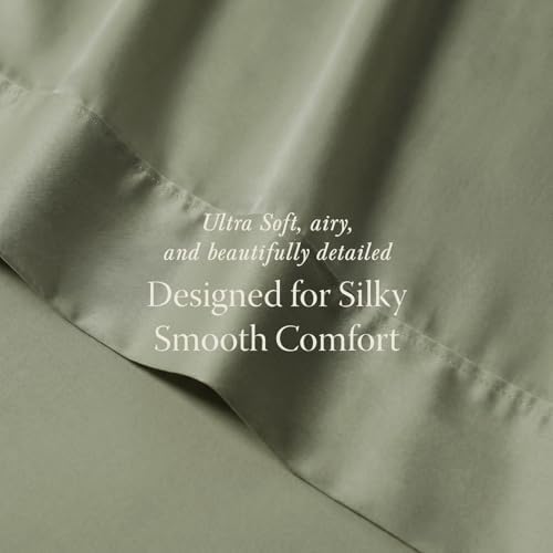 Threadmill 400TC Egyptian Cotton Twin Sheet Set, Sateen, Sage Green