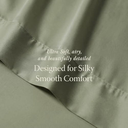 Threadmill 400TC Egyptian Cotton Twin Sheet Set, Sateen, Sage Green