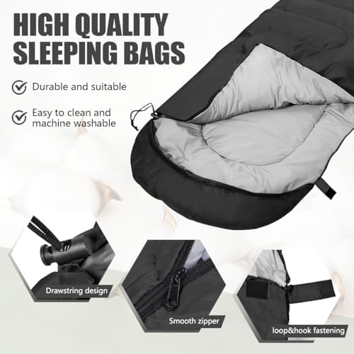 Camping Sleeping Bags for Adults Kids Waterproof Lightweight Sleeping Bag for Cold Weather or Warm Backpacking Hiking Mountaineering Indoor Outdoor Use