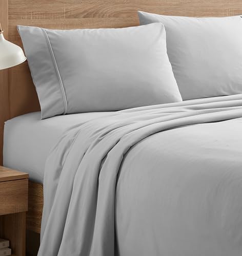 Sweet Home Collection Flannel Sheet Set, Silver King, Deep Pocket Soft Brushed Microfiber All-Season Bedding with Fitted Sheet, Flat Sheet & Pillowcase(s)