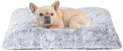 EHEYCIGA Fluffy Dog Crate Bed for Medium Dogs, Plush Crate Pad, Grey