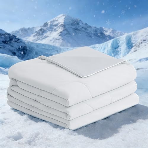 BEAUTEX Cooling Blanket Comforter Twin Size - Double Sided Cool Blanket for Hot Sleepers and Night Sweats, Q-Max>0.45, Breathable Lightweight Silky Summer Ice Blankets for All Season (Grey, 60" x 90")