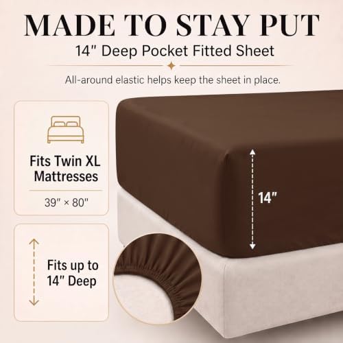 CozyLux Twin XL Comforter Brown, 5 Pieces Bed in a Bag