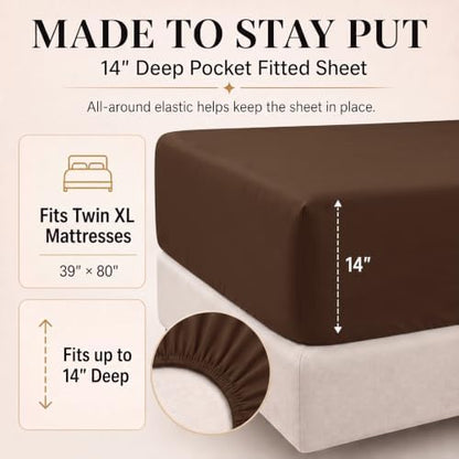 CozyLux Twin XL Comforter Brown, 5 Pieces Bed in a Bag