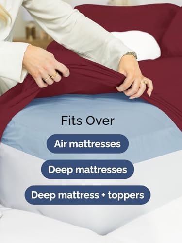 CGK Linens Extra Deep Split King Fitted Sheet Only - Burgundy