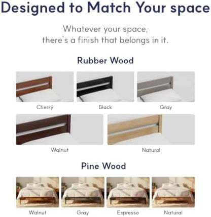 LIFEMENT Queen Bed Frame Classic Wood Platform, Noise Free, Under Bed Storage, No Box Spring Needed, Easy Assembly, Espresso