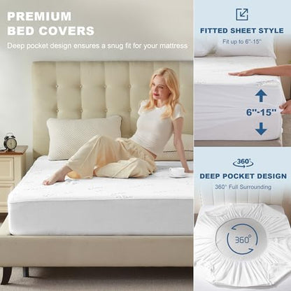 Twin XL Size Waterproof Mattress Protector Bamboo Viscose for Dorm Room