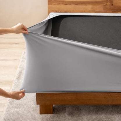 Bare Home Full Size Box Spring Cover Wrap Around (Full, Light Grey)