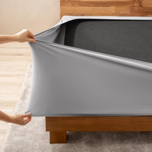 Bare Home Twin Size Box Spring Cover Wrap Around (Twin, Light Grey)