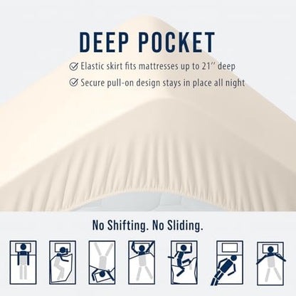 OLANLY California King Quilted Fitted Mattress Pad, 72" x 84", Ivory White