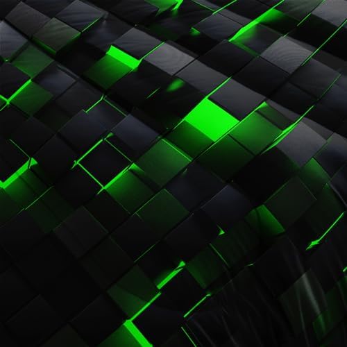 Nttopship Geometric Green Black Comforter Set,Light Honeycomb 3 Piece Bedding Set Full Size for Teen Boys,Modern Quilt Set Geometry Decor,Microfiber Lightweight 1 Comforter 2 Pillowcases All Season