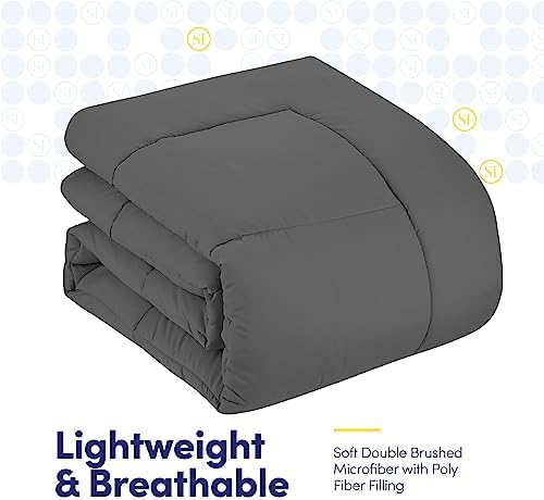King Size Comforter Set with Sheets - 7-Piece Bedding Collection - 1 Comforter, 1 Fitted Sheet, 1 Flat, 4 Pillowcases - Deep Pocket - Soft & Breathable Premium Quality - Ideal for All Seasons, Gray