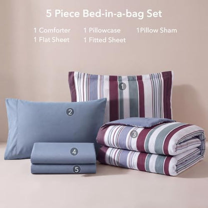 Monbix Twin XL Comforter Set-5 Pieces Soft Bed in a Bag Twin Bedding Sets