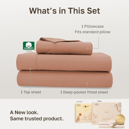 California Design Den 100% Cotton Sateen Twin Bed Sheets, 3 Pc Set