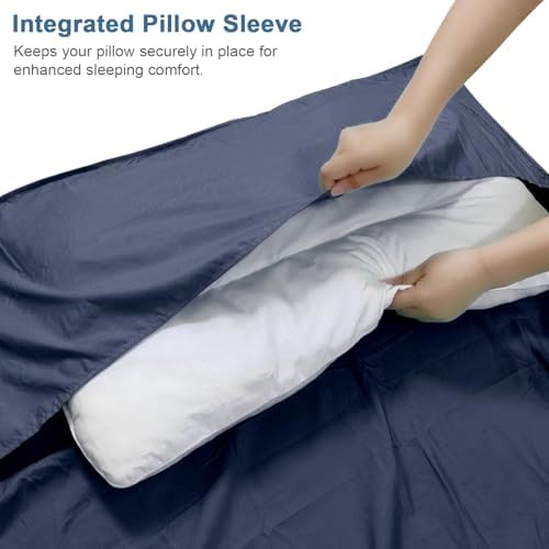 Sleeping Bag Liner, Updated Adult Sleep Sack & Travel Sheets with Foot Zipper, Lightweight and Portable Camping Sleeping Bag Liners - Ideal for Backpacking, Hostels and Camping