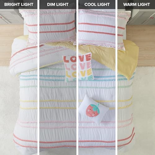 Intelligent Design Kids Stripes White Twin Cotton Comforter Set, 4pc