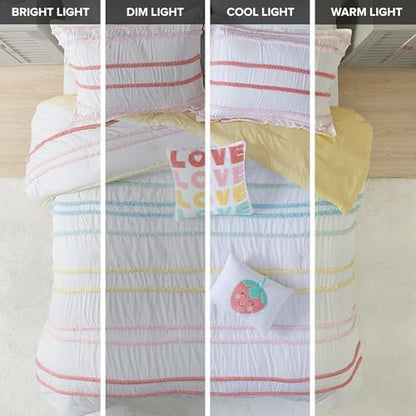 Intelligent Design Kids Stripes White Twin Cotton Comforter Set, 4pc