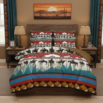 CCoutueChen Western Cowboy Comforter Set King, Rustic Horse Ranch Bedding