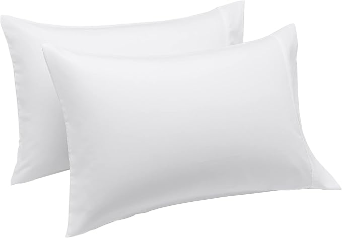 Amazon Basics King Pillowcases Set of 2 - Lightweight, Super Soft Easy Care Microfiber, Bright White, 40" L x 20" W, Pillows Not Included