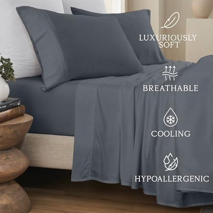 KARISSA MAE 6 Piece Luxury Bamboo Viscose 34" Split Top King Size Sheet Set