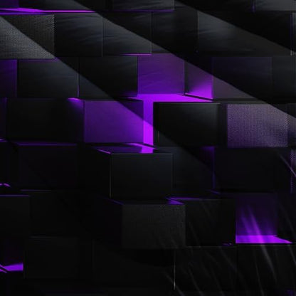 Nttopship Neon Purple Black Comforter Set Queen Geometric Kids Bedding Set,3 PCS Geometry Honeycomb Bed Set Modern Quilt Set 1 Comforter 2 Pillow Cases Cool Room Decor All Season B-Side Black
