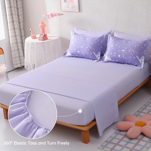 Dinjoy Girls Comforter Set 5 Pieces, Twin Size Colorful Ombre Rainbow Bedding Set, Bed in A Bag for Kid Teen Girls (1 Comforter, 1 Flat Sheet, 1 Fitted Sheet, 1 Pillow Shams, 1 Pillowcases)