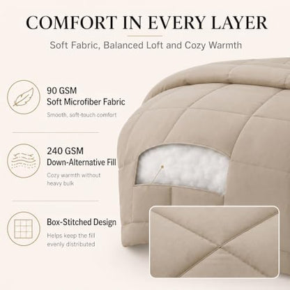 CozyLux King Size Comforter Set Wheat - 7 Pieces Bed in a Bag