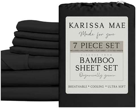 KARISSA MAE 7 Piece Luxury Bamboo Viscose Split King Sheets, FSC Certified