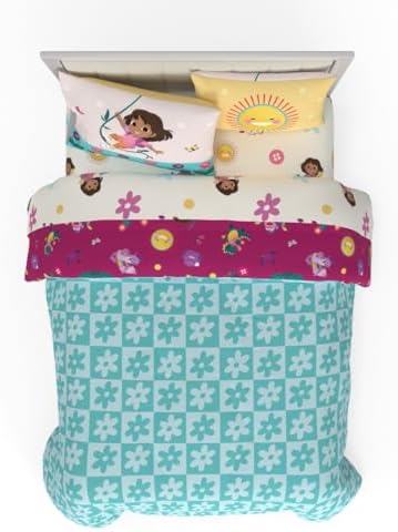 Dora The Explorer Kids Bedding Set Super Soft & Cozy Reversible Microfiber Comforter and Sheet Set with Sham, 7 Piece Full Size, (Officially Licensed Product) By Franco