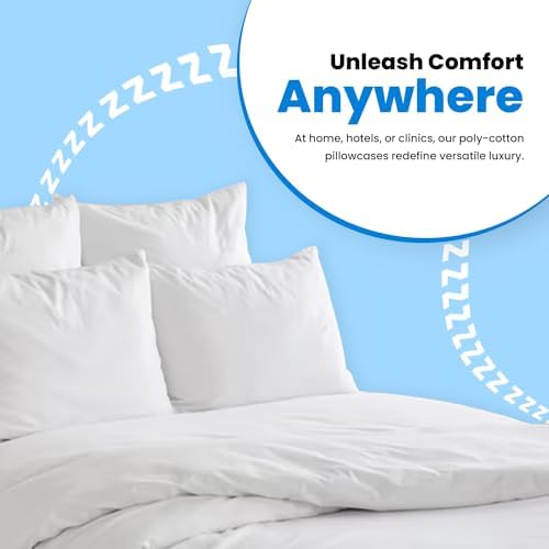 Avalon Bedding Pillow Cases Standard Size White Pillow Cases Set of 4 Cotton Blend 200 TC Soft & Breathable Perfect for Home & Hospital, Hotel Quality Queen Pillow Protectors 30x20 Inches (Pack of 2)