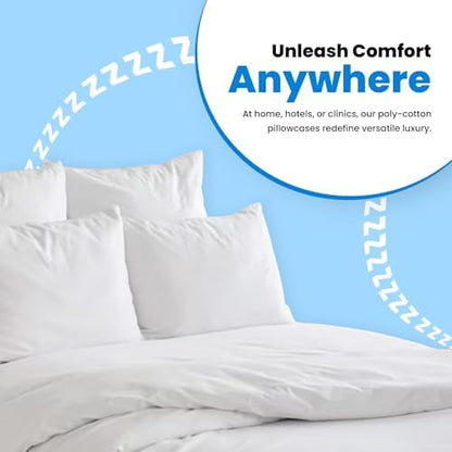 Avalon Bedding Pillow Cases Standard Size White Pillow Cases Set of 4 Cotton Blend 200 TC Soft & Breathable Perfect for Home & Hospital, Hotel Quality Queen Pillow Protectors 30x20 Inches (Pack of 2)