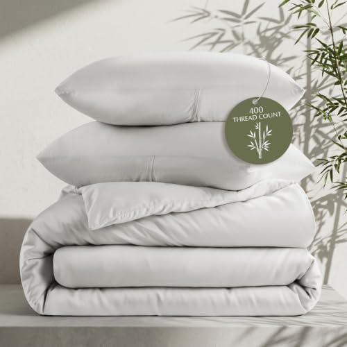 EverGrace 100% Rayon from Bamboo Duvet Cover Set, King Size, Frost Gray