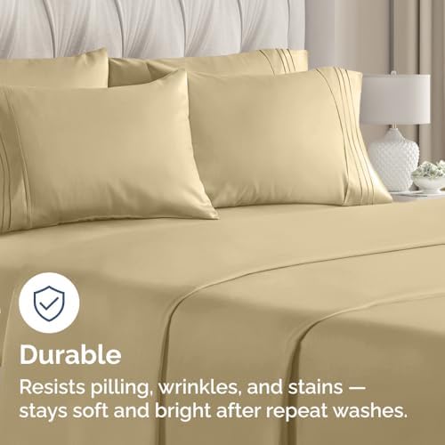 Queen Pillow Cases Set of 8 - Ultra Soft Cozy Pillowcase Covers - Beige