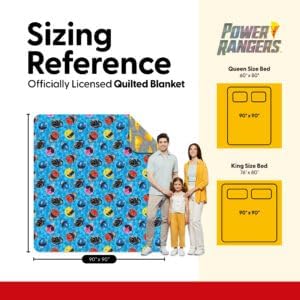 Northwest Power Rangers Geo Power Full/Queen Quilted Blanket, Comfy Throw, Adults Boys Girls, Soft Lightweight Bedding for Bed, or Couch, 90 x 90 inches