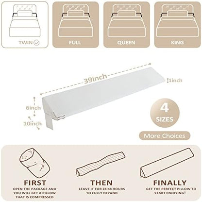 Homemate Twin Size（39"x10"x6"） Bed Wedge Pillow for Headboard - Upgraded Bed Gap Filler Twin Between Mattress and Headboard - Wedge Pillow headboard - White