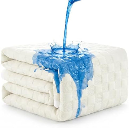 Waterproof Mattress Protector Cal King, Organic Cotton, White