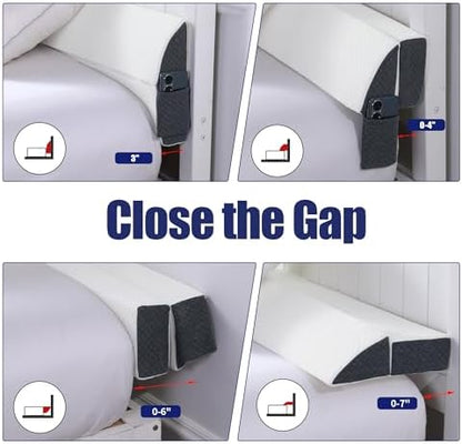 HOMBYS Pillow Wedge for Headboard Gap,Mattress Wedge Gap Filler Queen Size,Bed Crack Pillow,Foam Bed Gap Filler,Multifuctional Headboard Space Filler with Side Pocket,Fill The Gap (0-7")