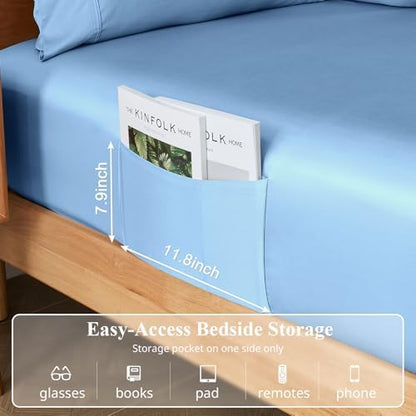 Bamboo Viscose Sheet Set Queen Size, Cooling Sheets Bed Set 4pcs