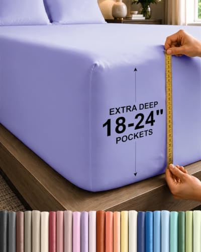 CGK Linens Extra Deep Queen Fitted Sheet - Fitted Sheet Only - Lavender