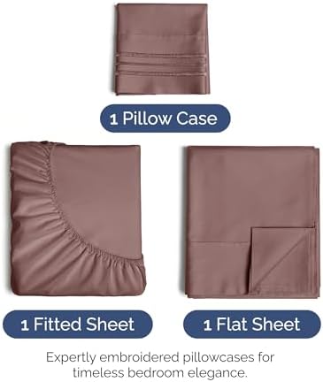 Twin XL Size 3 Piece Sheet Set - Ultra Soft & Cooling Bed Sheets - Clay