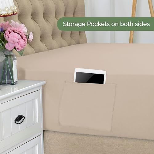 Elegant Comfort 1500 Premium Hotel Quality 18-21 Inches Deep - Extra Deep Pocket Single Fitted Sheet for High Mattress, Luxury and Softest, Smart Pocket - Wrinkle Free, King, Cream