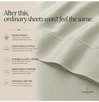 Cloud Scape Millennium Series 100% Egyptian Cotton Sheet Split King,Mineral