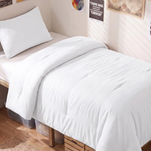 CozyLux Twin Comforter Set, 2 Pieces Down Alternative Bedding, White
